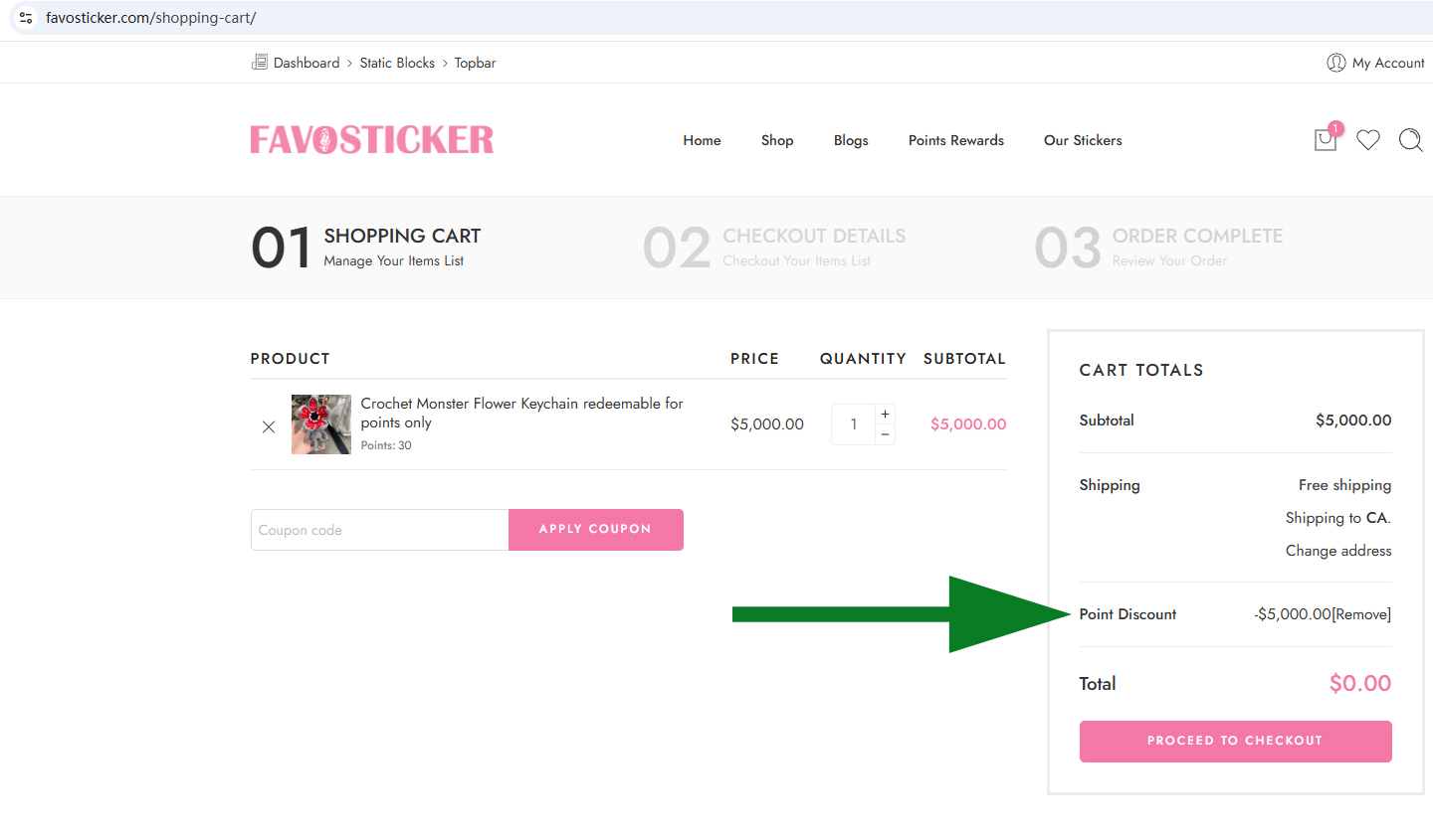 Points Redemption checkout
